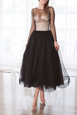 Normale Taille Fantastisch Perlenbesetztes Mini Abendkleid aus Tüll