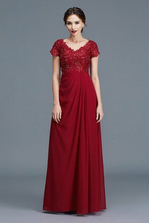 Chiffon Kurze Ärmeln Normale Taille A-Linie Brautmutterkleid mit V-Ausschnitt