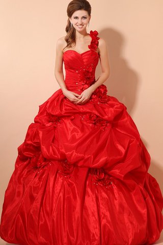 Duchesse-Linie Herz-Ausschnitt Pick Up A Linie Quinceanera Kleid mit Blume