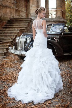 Gerüschtes Organza Meerjungfrau Sittsames Brautkleid mit Rüschen