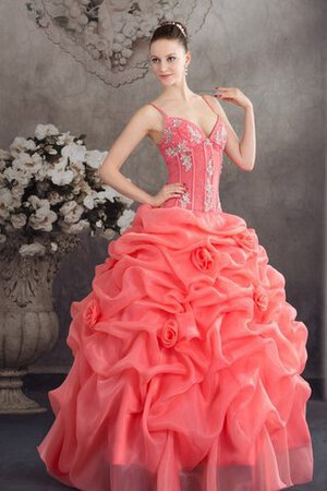 Duchesse-Linie Spaghetti Träger Quinceanera Kleid mit Applikation mit Rüschen