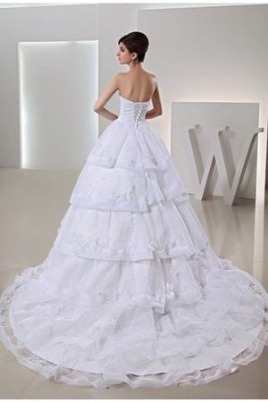 Empire Taille Kapelle Schleppe Organza Perlenbesetztes Brautkleid mit Applikation