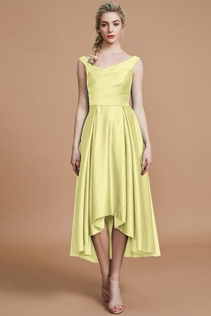 Ärmellos Asymmetrisch Satin Prinzessin A-Line Brautjungfernkleid