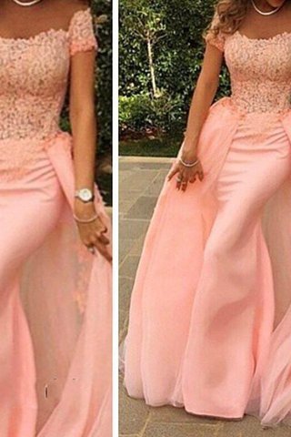 Kurze Ärmeln Meerjungfrau Stil Bodenlanges Bescheidenes Romantisches Ballkleid