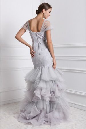 Reißverschluss Kurze Ärmeln Organza Bodenlanges Ballkleid mit Rüschen