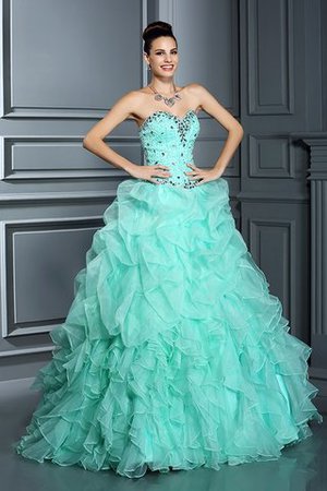 Organza Herz-Ausschnitt Bodenlanges Sittsames Quinceanera Kleid mit Perlen