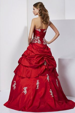 Taft Natürliche Taile Ärmelloses Bodenlanges Quinceanera Kleid mit Applike