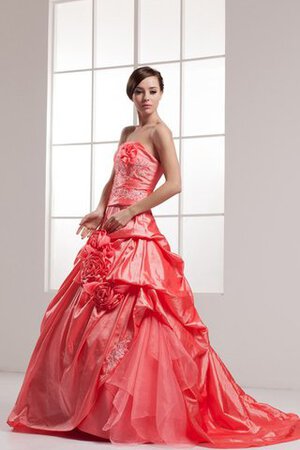 Pick Up Ärmelloses Duchesse-Linie Quinceanera Kleid mit Blume mit Applikation