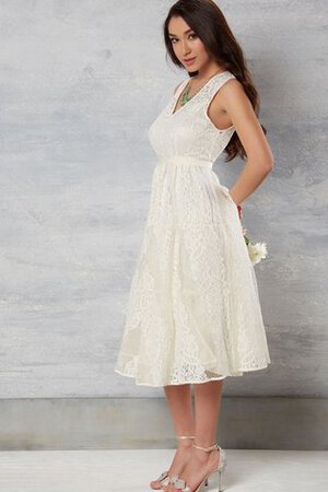 A-Line Informelles Wadenlanges Brautkleid mit Applike mit Gürtel