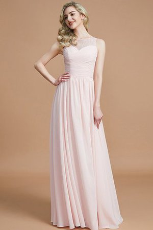 Prinzessin Chiffon Bateau Ausschnitt Bodenlanges Brautjungfernkleid ohne Ärmeln