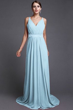 Chiffon Natürliche Taile Sweep Train A-Line Brautjungfernkleid mit Reißverschluss