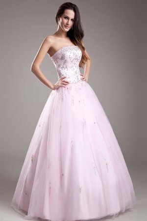 Trägerloser Ausschnitt Perlenbesetztes Duchesse-Linie Organza Tüll Quinceanera Kleid