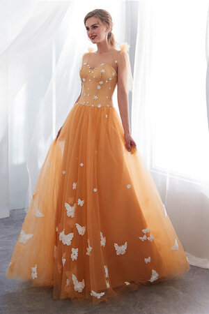 Bezaubernd A Linie Romantisches Ballkleid mit Blume mit Applikation