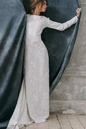 Ewiges Juwel Ausschnitt Langärmeliges Tiefer V-Ausschnitt Brautkleid mit Reißverschluss