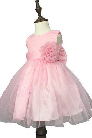 Ärmellos Empire Taille Mini Blumenmädchenkleid mit Plissierungen mit Schmetterlingsknoten