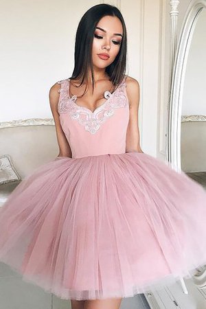 V-Ausschnitt Tüll Prinzessin Normale Taille Kurzes Abiballkleid