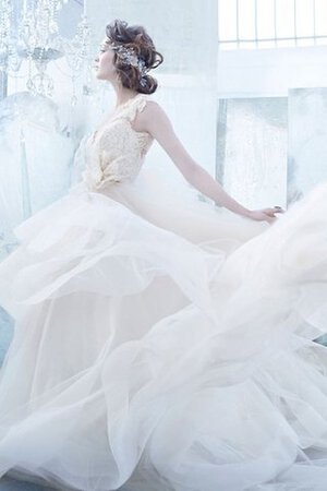 Natürliche Taile Spitze Duchesse-Linie V-Ausschnitt Brautkleid mit Kristall