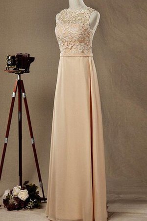 A-Linie Ärmelloses Bodenlanges Brautjungfernkleid mit Bordüre mit natürlicher Taille