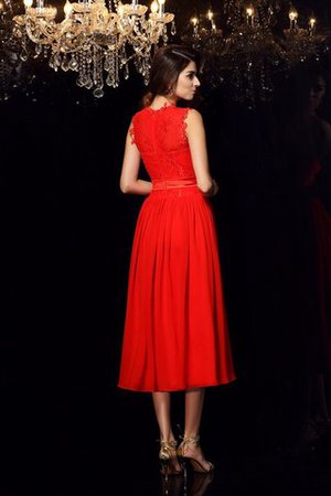 Prinzessin Hoher Kragen A-Line Kurzes Abendkleid mit Schleife