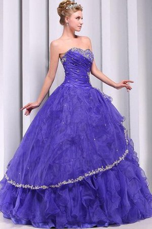 Herz-Ausschnitt Ärmelloses Tüll Quinceanera Kleid mit Rücken Schnürung mit Applikation