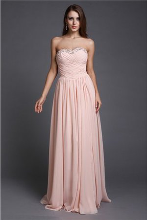 Perlenbesetztes A Linie Chiffon Ärmelloses Bodenlanges Ballkleid