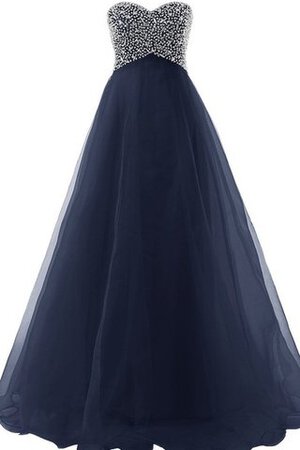 Ärmellos Empire Taille A-Line Brautjungfernkleid aus Tüll mit Rücken Schnürung