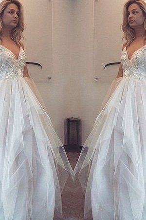 Ärmelloses Tüll Prinzessin Bodenlanges Ballkleid mit Applike