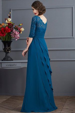 V-Ausschnitt A-Line Dreiviertel Länge Ärmeln Chiffon Bodenlanges Brautmutterkleid