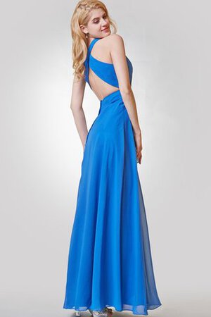 V-Ausschnitt A-Line Ärmelloses Chiffon Gerüschtes Abendkleid