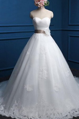 Spitze Normale Taille Ärmelloses Brautkleid mit Schleife mit Gürtel