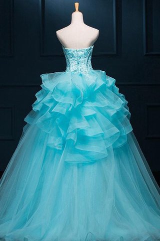 Spaghetti Träger Herz-Ausschnitt Anständiges Quinceanera Kleid mit Rüschen mit Applike