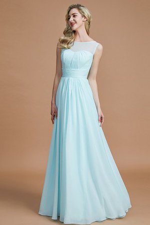 Ärmellos Normale Taille Chiffon A-Linie Brautjungfernkleid mit Schaufel Ausschnitt