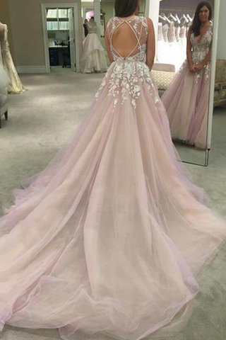 A Linie Ärmelloses Bodenlanges Sexy Ballkleid mit Applikation