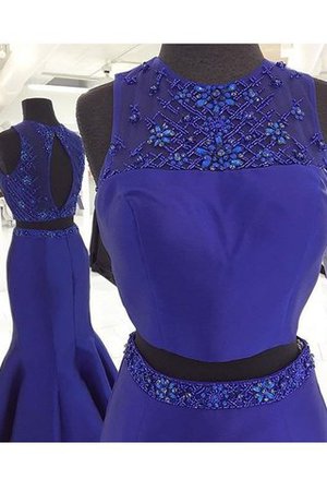 Ärmelloses Schaufel-Ausschnitt Zwei Stück Bodenlanges Ballkleid aus Satin