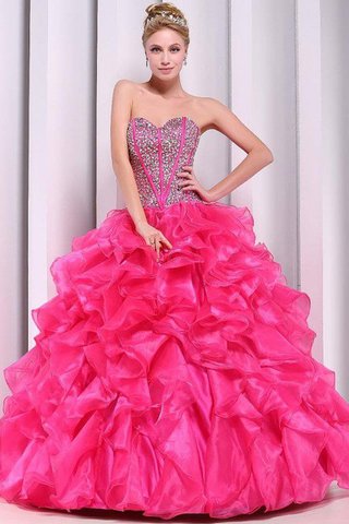 Duchesse-Linie Perlenbesetztes Natürliche Taile Stilvolles Quinceanera Kleid mit Rüschen