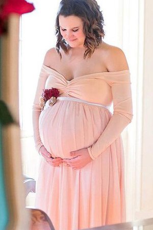 Vorne Geschlitztes Schulterfrei Schwangere Prächtiges Schlichtes Brautjungfernkleid