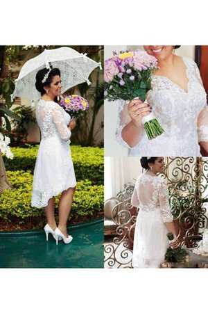 Reißverschluss plissiertes Stilvolles Brautkleid mit V-Ausschnitt mit Bordüre