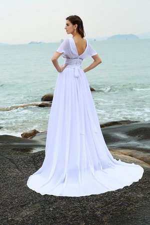 Gericht Schleppe Kurze Ärmeln Beach Stil Chiffon Brautkleid mit Rüschen