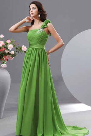 Ein Schulter A-Linie Chiffon Brautmutterkleid mit Blume mit Kristall