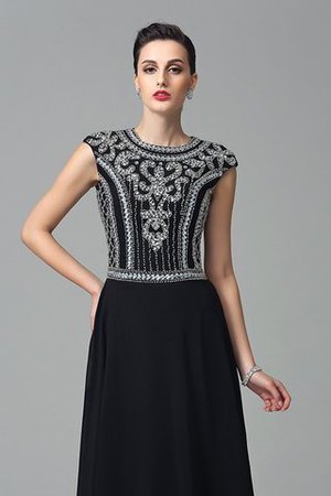 A Linie Natürliche Taile Bodenlanges Ballkleid mit kurzen Ärmeln aus Chiffon