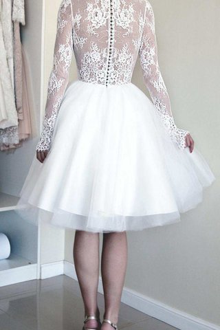 Tüll Knielanges Mini Brautkleid mit Knöpfen mit Schmetterlingsknoten