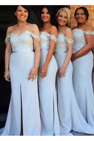 Meerjungfrau Reißverschluss Chiffon Brautjungfernkleid mit Applike ohne Ärmeln