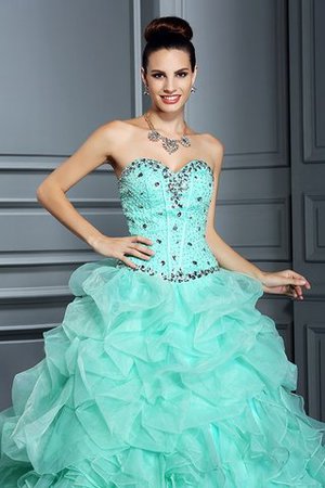 Organza Herz-Ausschnitt Bodenlanges Sittsames Quinceanera Kleid mit Perlen