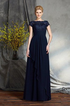 Kurze Ärmeln Bateau Ausschnitt Natürliche Taile A-Line Chiffon Brautmutterkleid