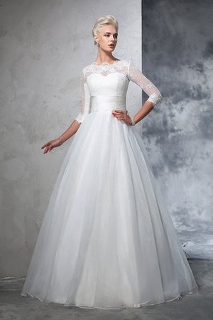 Organza Empire Taille Dreiviertel Länge Ärmeln Bodenlanges Anständiges Brautkleid