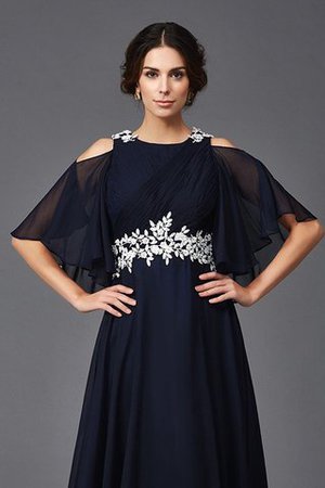 Halbe Ärmeln Breiter Träger Chiffon Bodenlanges Brautmutterkleid mit Applike