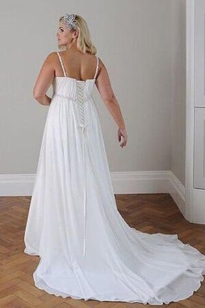 Chiffon Perlenbesetztes Romantisches Bodenlanges Brautkleid für Übergröße
