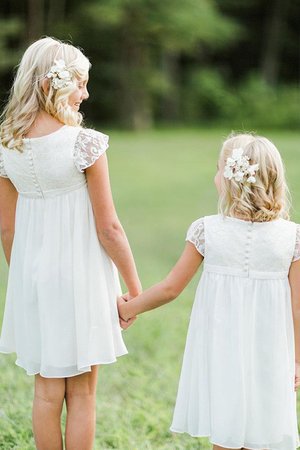 Schaufel-Ausschnitt Prinzessin Morden Chiffon Blumenmädchenkleid mit Bordüre