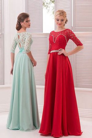 Halbe Ärmeln Juwel Ausschnitt Bodenlanges Ballkleid aus Chiffon mit Bordüre