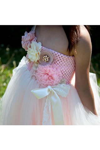 Tüll Duchesse-Linie Ärmellos Blumenmädchenkleid mit Schichtungen mit Gürtel